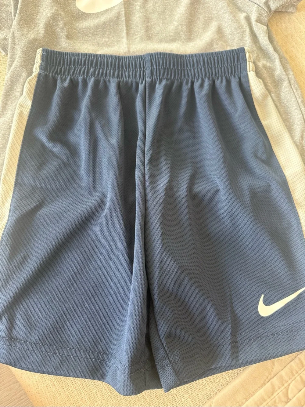 Nike Kids Gray T-Shirt with Navy Athletic Shorts